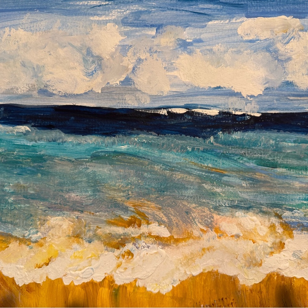 Blue and Gold Seascape Painting Art